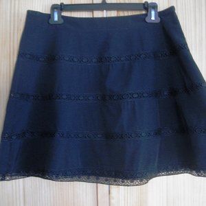 Limited Black Mini Skirt flared w/zip side w/lace